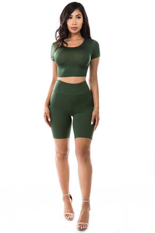 2PC SET CROP TOP WITH BICYCLE PANT